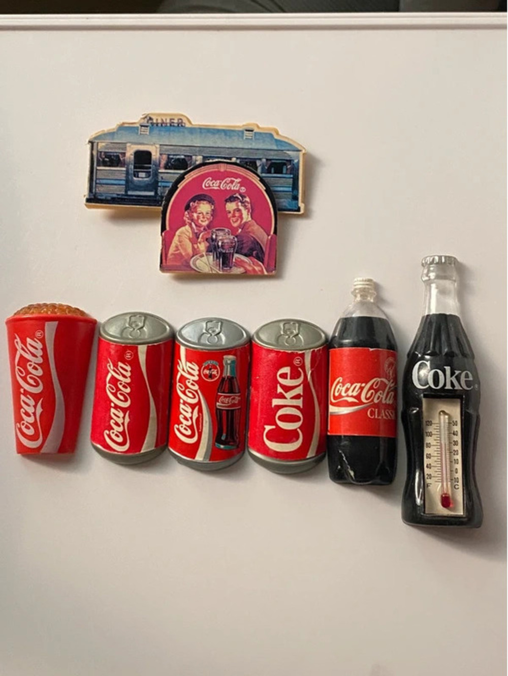 Vintage Coca-Cola Coke Refrigerator Magnets Soda Pop Thermostat Lot of 7
